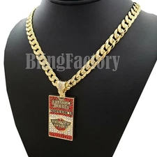 Hip Hop SWISHER SWEETS CIGARILLOS & 10mm 24" Miami Cuban Chain Bling Necklace