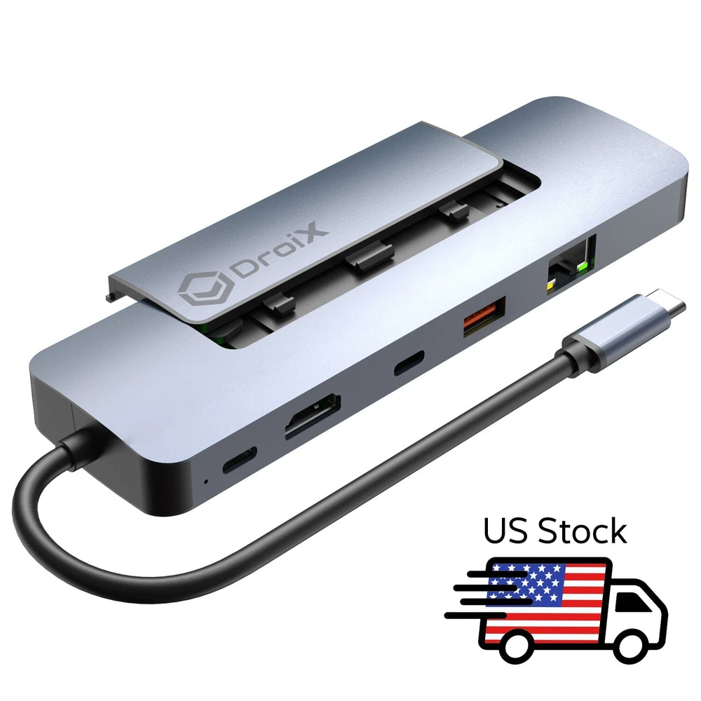 USB HUB with NVMe Bay 8in1 USB Dongle for PC/Macbook with 1GBs Ethernet Port