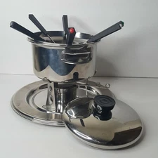 Rotunda Fondue Set Tramontina Made In Brazil w Burner Pot Base Forks