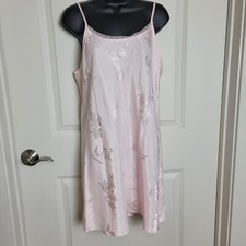 Vintage Valerie Stevens Negligee Short Nightgown Women  s M Pink Jacquard Satin