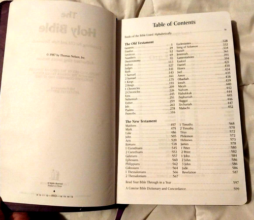 Holy Bible Thomas Nelson Publishers 1987 Red Letter Silver Edge Purple - Picture 6 of 7
