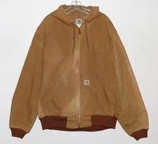 Vintage Carhartt Jacket #J131 Men's Sz Large Tall Brown Hooded Pockets Full Zip