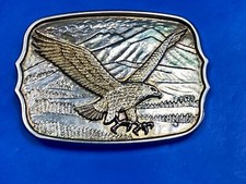 Hunting Flying Diving American Eagle Over Mountains Numbered Belt Buckle
