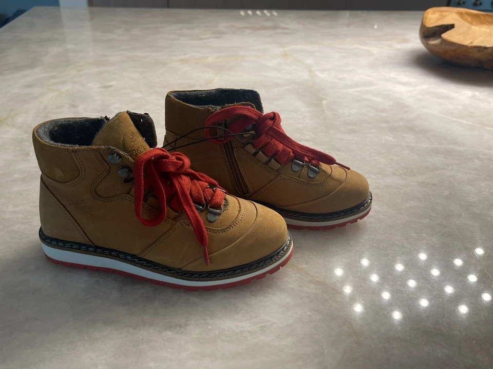 ZARA Niños Cuero Tostado Desierto Forrado Cordones/Cremalleras Botas Zapatos Talla 13.5 NUEVO CON etiqueta Foto 4 de 4