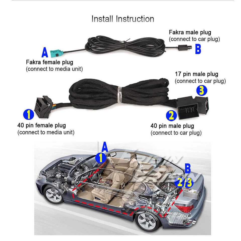 BM6M Extension Radio & Power Wiring Harness For BMW E46 E39 E53 E38 Car Stereos - Image 4 of 4