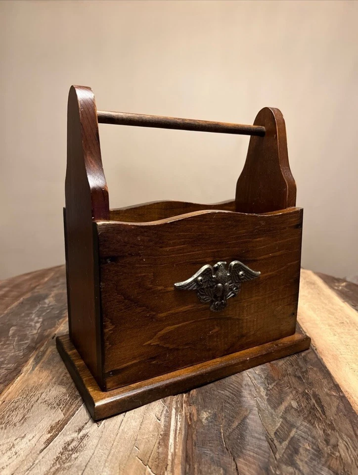 Buzón de correo de madera maciza vintage características Eagle Country Americana Farmhouse Foto 3 de 4