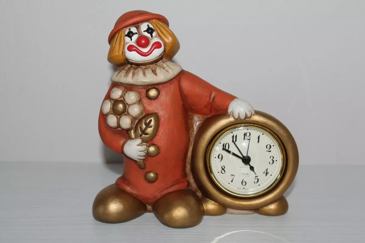 THUN orologio clown pagliacio con fiori. Altezza 17 5 Cm. Raro