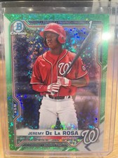 2021 Bowman Chrome Jeremy De La Rosa Green Shimmer Refractor Prospect 1st #36/99