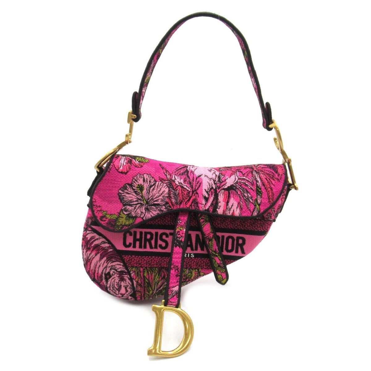 Christian Dior Saddle bag shoulder bag canvas pink fuchsia multi
