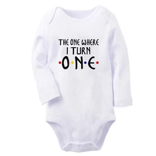 The one Where I turn ONE Funny Baby Bodysuit Newborn Romper Infant Kids Jumpsuit