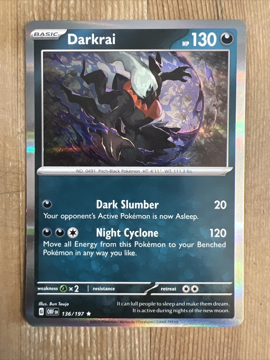 darkrai pokemon card value 136 197 POKEMON Card - Darkrai 136/197 - Holo Rare - Obsidian Flames - NM