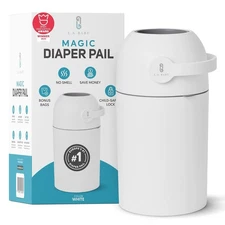 L.A. Baby Magic Diaper Pail Patented 100% Odor-Free System with Child-Safe Lock