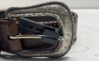Wrangler Men's Brown Western Leather Belt Engraved Silver Buckle Braided Sz 40 — photo 7