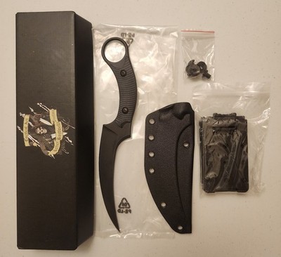 Bastinelli Mako 5'' Fixed Blad Knife N690Co Steel Black Sculpted G10 Handle