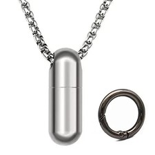 Titanium Mini Pill Case Pendant Necklace Waterproof Pill Holder Container