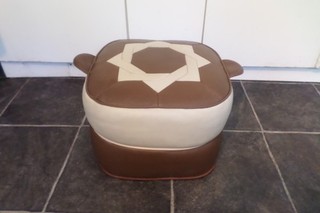 Vintage Retro Cream & Brown Sherborne Pouffe / Footstool 1950's / 60's