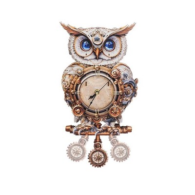 3D Puzzles for Adults Owl Clock Kit with Pendulum, Mechanical 3D Wo... Fast Ship