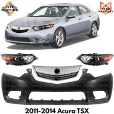 Front Bumper Cover Paintable & Grille Assembly Kit For 2011-2014 Acura TSX