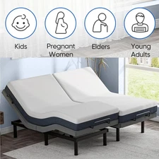 Split King Size Adjustable Bed Frame Upgraded Power Metal Base Remote Anti-Snore