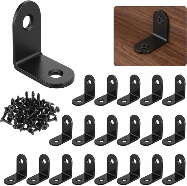 Winkelverbinder Schwarz,20 StüCk Edelstahl Winkel Metallwinkel 90 Grad Mit Schra-image