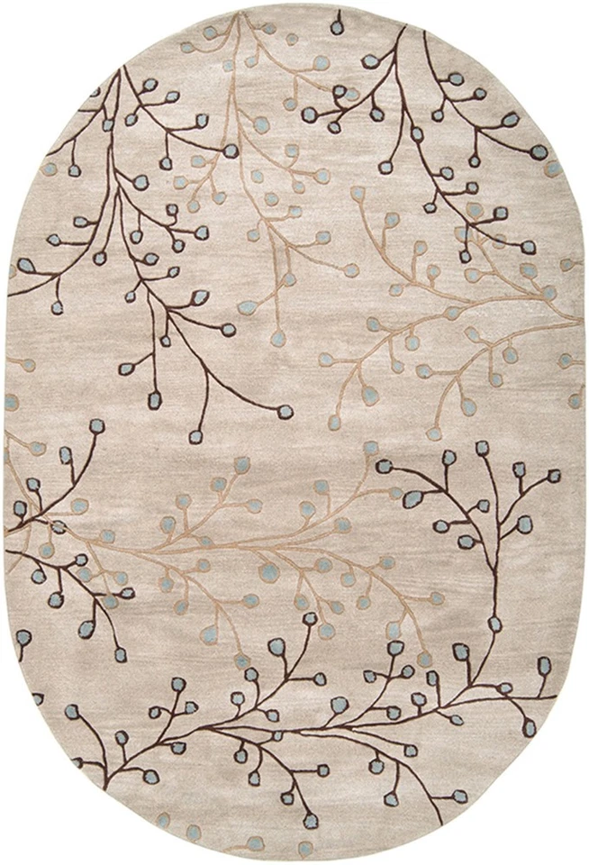 5x8 Carpet Handmade Wool Gray Leaf Vine 5008 Area Rug - Approx 5' x 8' - Image 4 of 4