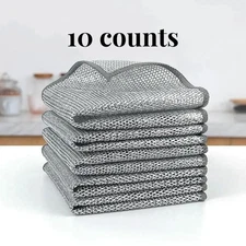 10 Counts Dishwashing Rags, Double Side Multipurpose Non-Scratch Wire Dishcloths