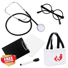 Kids Doctor Costume Lab Coat Scrubs Set with Accessories Ages 3-12