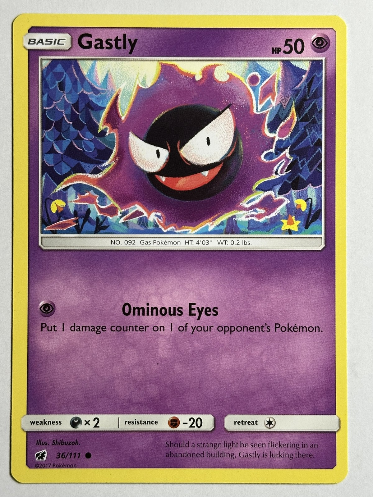 Gastly SM - Crimson Invasion 36/111 LP-NM Pokemon card