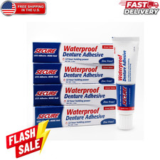 Secure Denture Adhesive Cream Zinc Free Waterproof 1.4 oz 4 Pack, FSA Approved