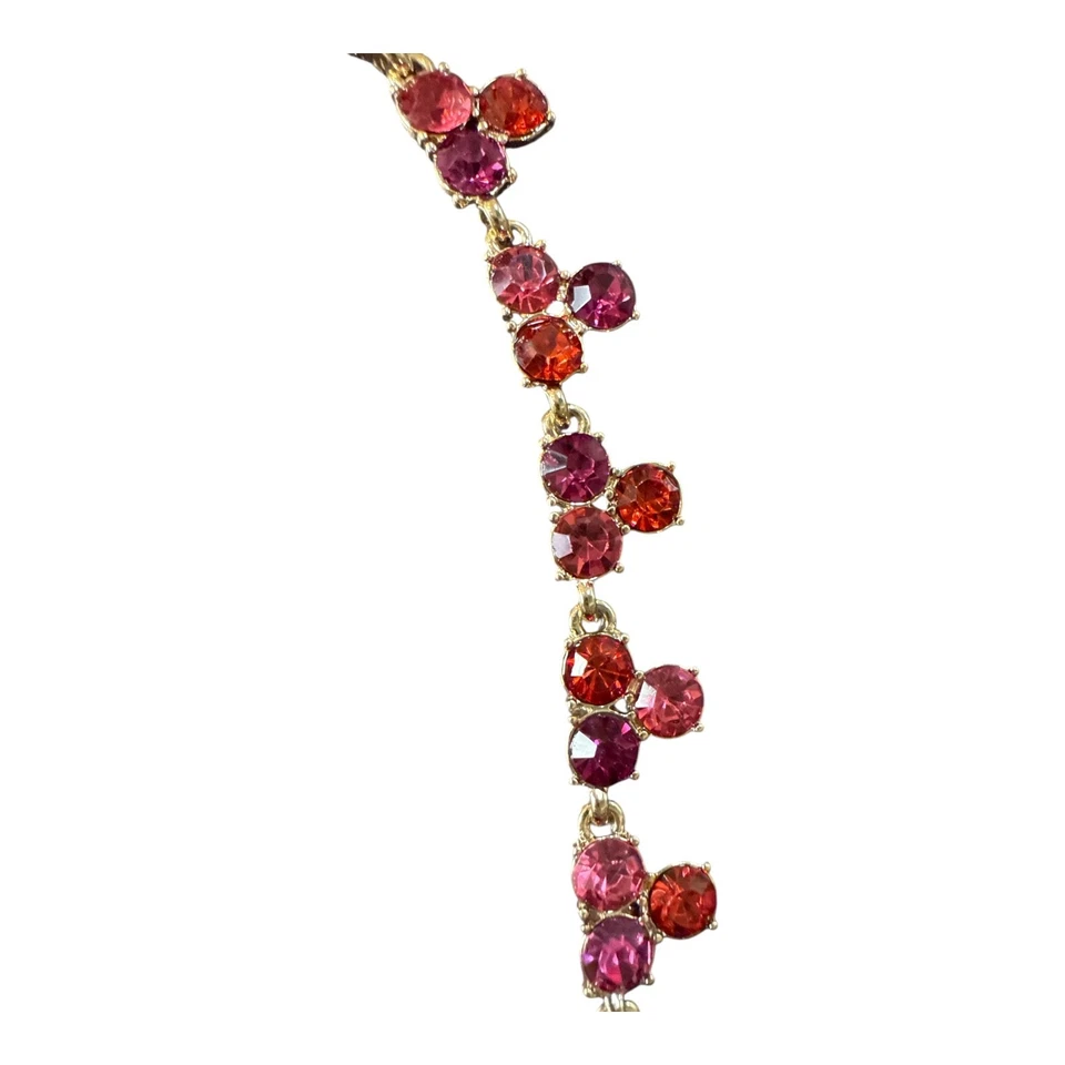 Collar Gargantilla LOFT Tono Dorado Cristal Rosa y Rojo Estrás L153 Foto 3 de 4