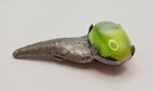 Vintage Lime Green Glass Moonglow Moonstone Dress Fur Clip Modernist Silver — photo 7