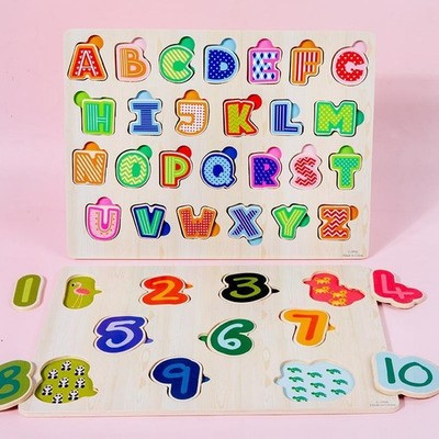 Alphabet Holzpuzzle Abc Bildtafel Hands on Matching Game Puzzle Lernspielzeug