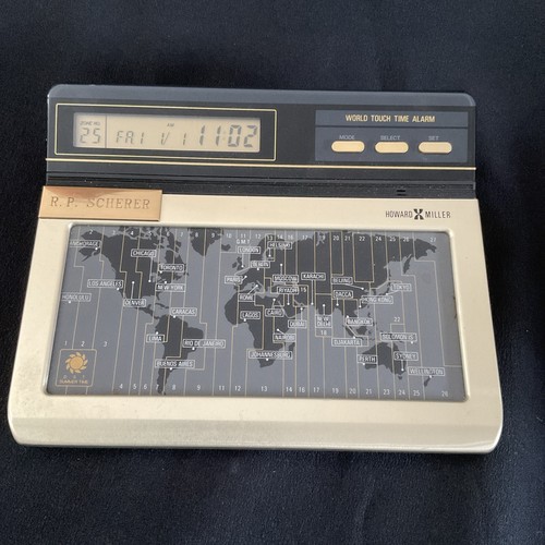 Howard Miller World Touch Time Alarm Desk Quartz Clock Mid Century Modern MCM - Picture 2 of 7