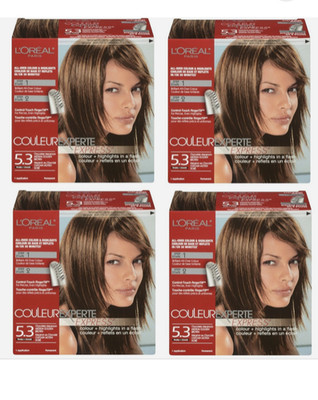 4 x L Oreal Couleur Experte Express Hair Color 5.3 Medium Golden Brown Chocolate