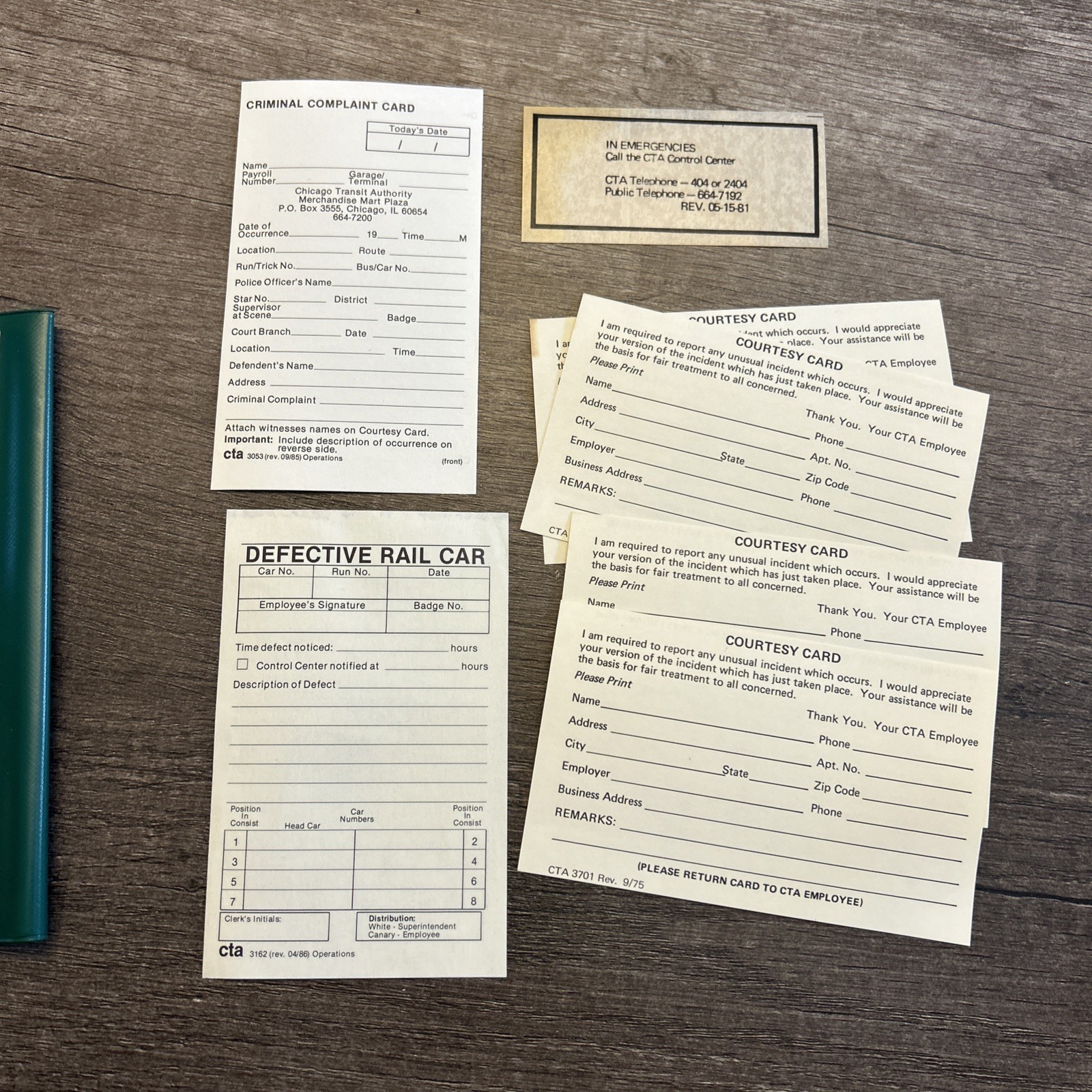 Vintage Chicago CTA Train Courtesy Card Kit 