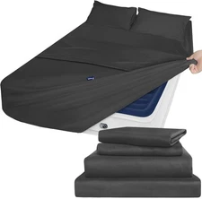 Moonsea Deep Pocket Twin Sheets Set for Kids Air Mattress - Extra Twin, Black 