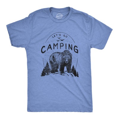 Mens Lets Go Camping T Shirt Funny Bear Outdoors Hiking Vintage Novelty Tee