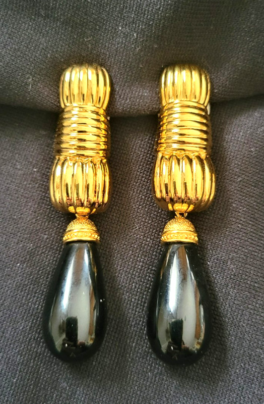 Vintage Fendi Gold-Plated Drop Earrings MINT
