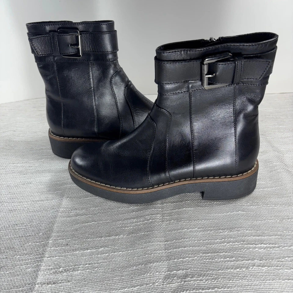 Geox Respira Botines Cuero Negro Moto Hebilla Patente Italiana Talla 36 (US 6) Foto 2 de 4