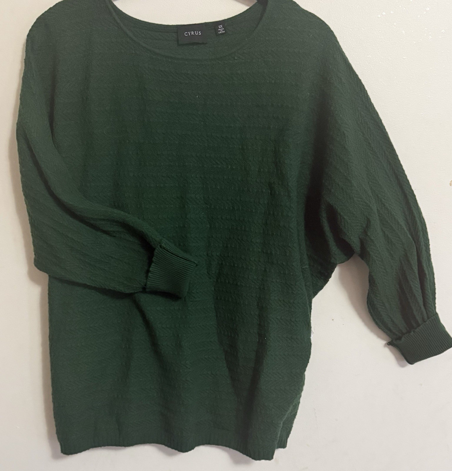 CYRUS Evergreen Knit Pullover Sweater Crew Neck Plus 1X Long Sleeve