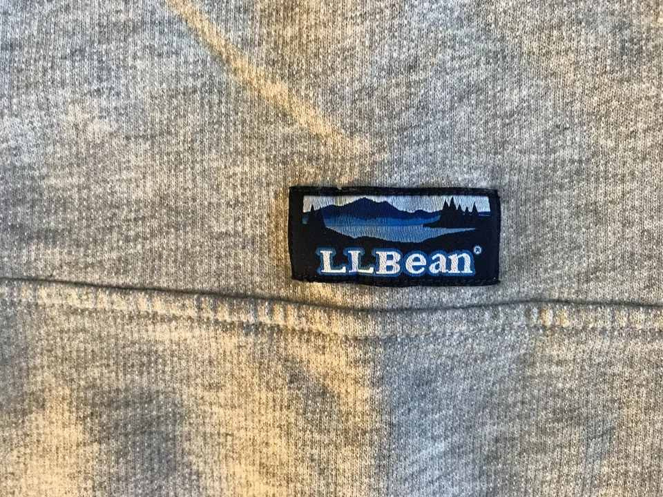 LL Bean Womens Sz 3X Gray Rugby Polo Shirt Long Sleeve Cotton 1/4 Button Henley - Image 3 of 4