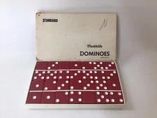 Vintage PUREMCO #616 Standard Size Marblelike DOMINOES 2" X 1" X .25" Red