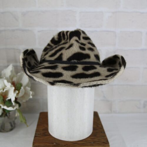 1980's COW PRINT WESTERN hat faux fur vintage cowb