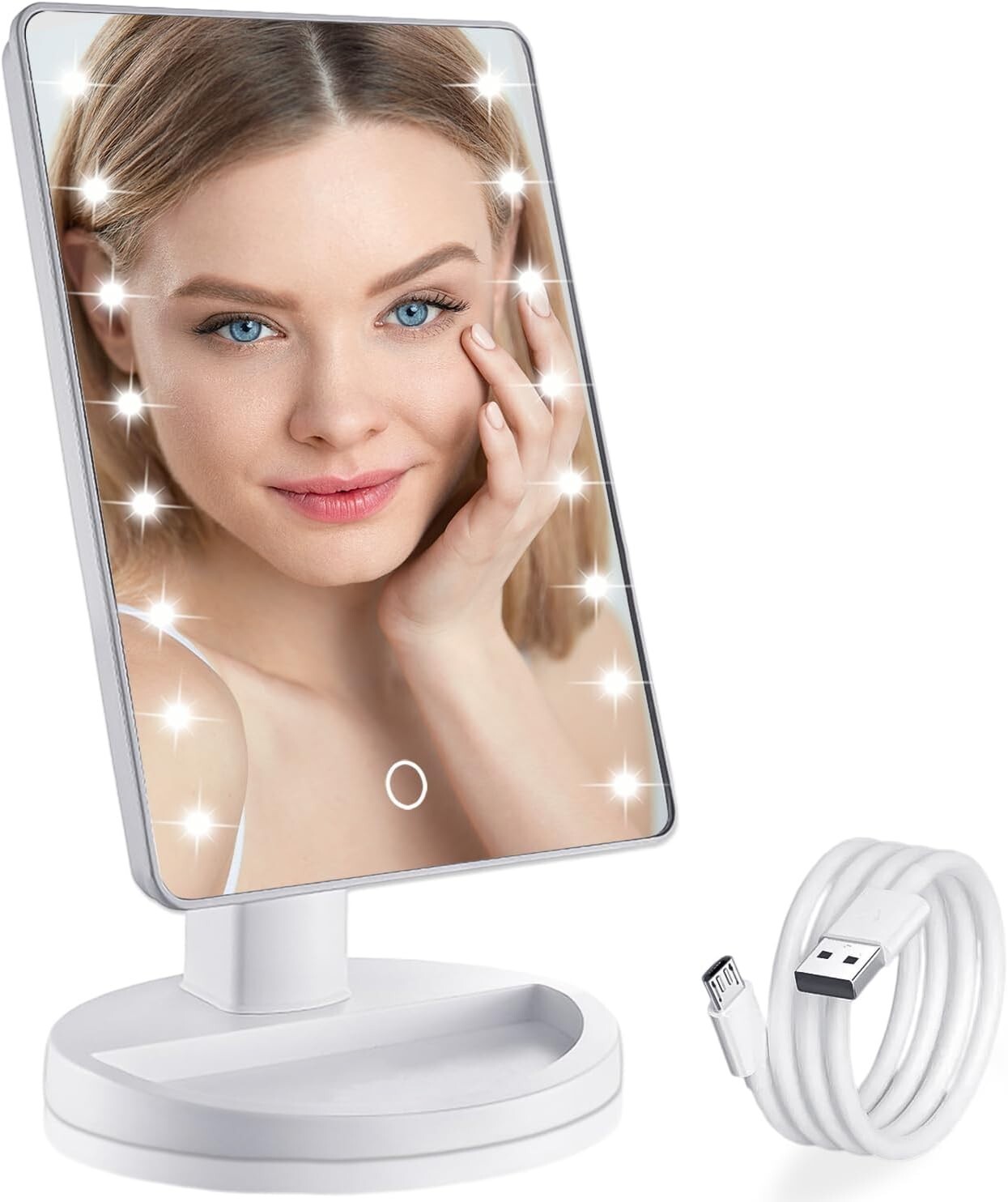 Makeup Mirror with Lights,16 LEDS Dimmable Desk Mirror-image