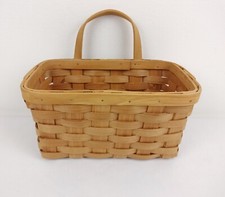 Hanging Woven Wood Wall Basket With Handle 11" x 6" Natural Home Decor
