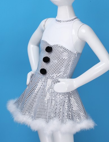 Kids Girls Sequins Tutu Dress Figure Ice Skating Dresses Christmas Dance Costume - 第 9/107 張圖片