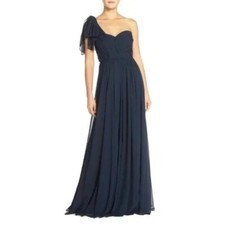 Jenny Yoo Mira Convertible Strapless Pleat Chiffon Gown Evening