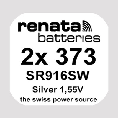 2x Renata 373 Uhren-Batterie Knopfzelle SR916SW Silberoxid Blisterware Neu