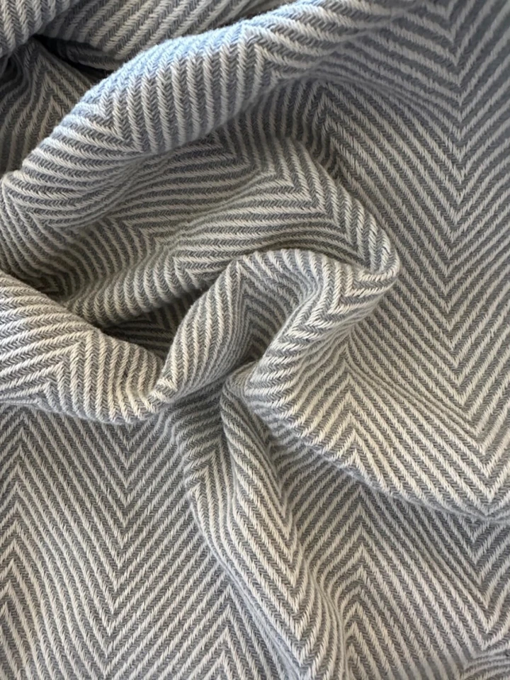 Dreamy Rikka Cotton Blended Chevron Throw Blanket, Ash Grey, 57x79 - Image 2 of 2