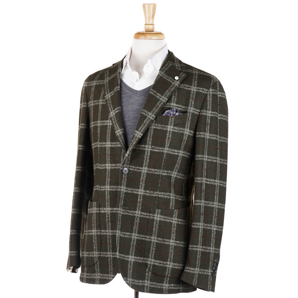 NWT $895 L.B.M. 1911 Olive Green Check Wool-Blend Sport Coat NWT $895 L.B.M. 1911 Olive Green Check Wool-Blend Sport Coat